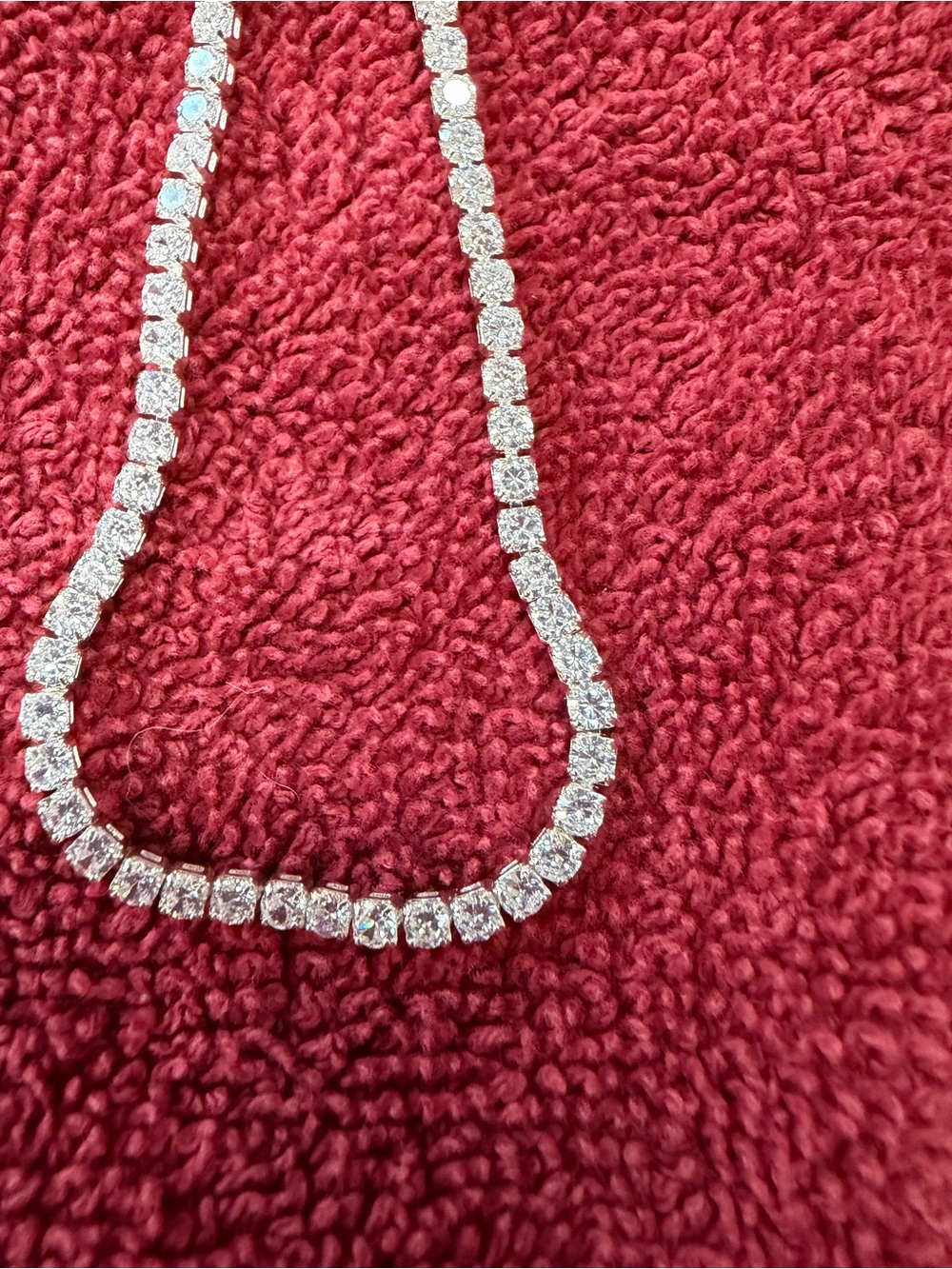 Source Unknown Silver-Tone Clear Stone Tennis Necklace